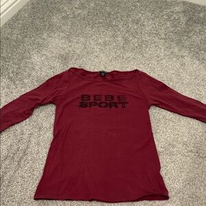 bebe Sport Women's Burgundy Long Sleeve Top
